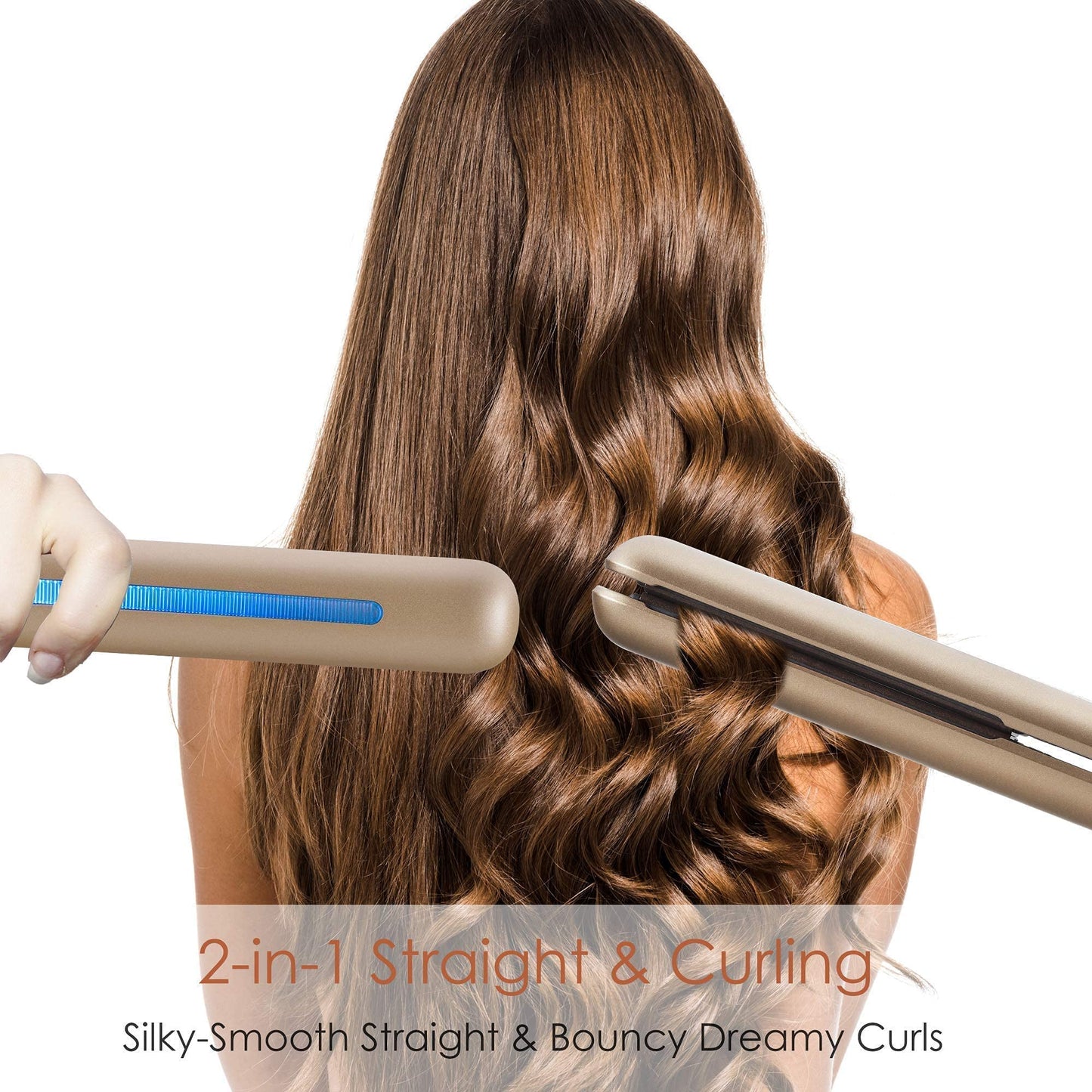 NITION Pro Salon Hair Straightener Flat Iron Gold and Black Hair Dryer with 3 Attachments Diffuser/Comb Set