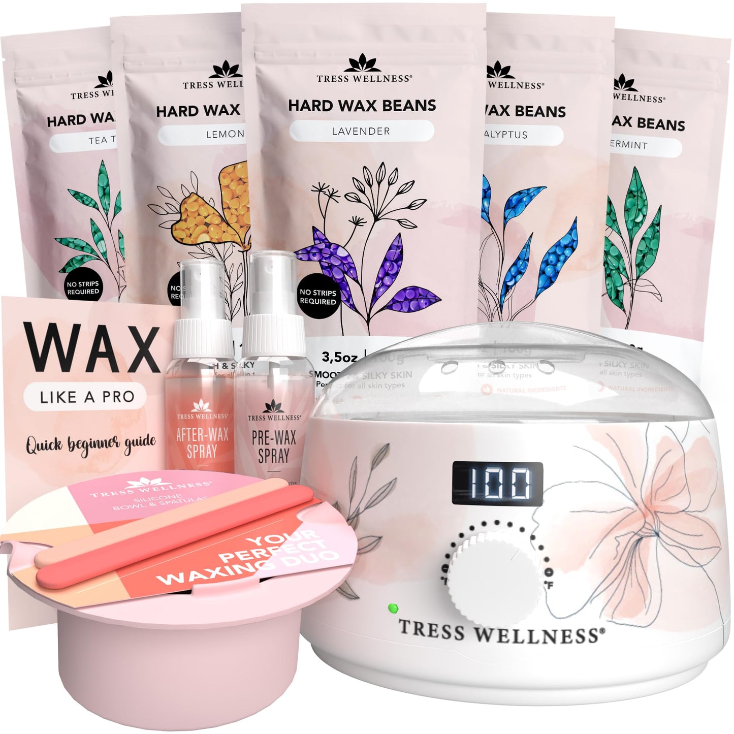 Tress Wellness Watercolor White Warmer kit with Light Pink Silicone Bowl