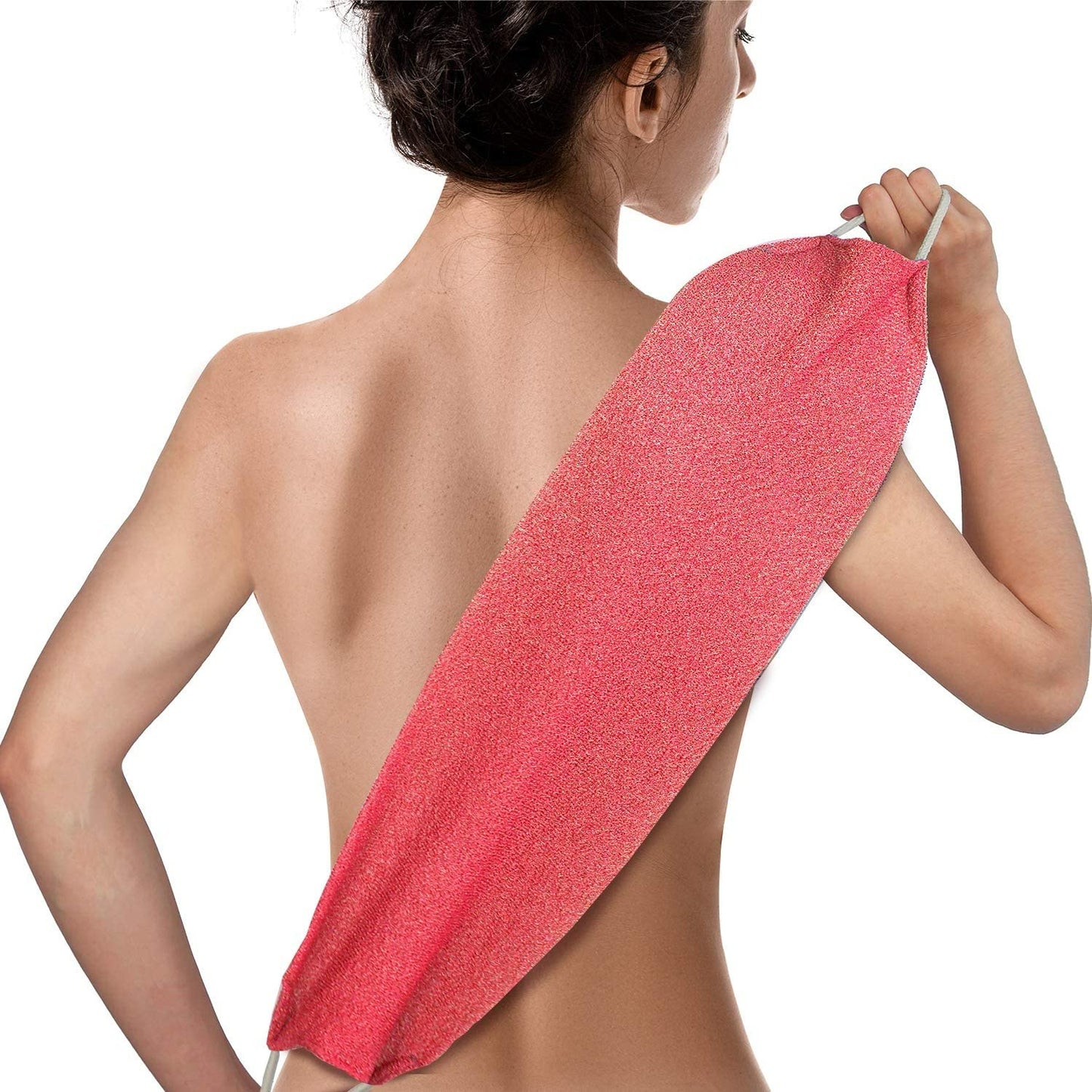 Evridwear Exfoliating Back Scrubber with Handles Two Sides for Body Shower Deep Cleans Skin Massages Invigorating Blood Circulation Men Women One Size (Pink)