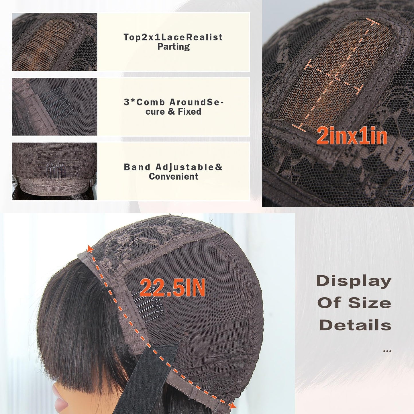 HAIRHOBBY Wigs With Bangs Human Hair, 12 IN Realistic Look Natural Straight 2x1 HD Lace Glueless Bangs Wigs For Woman, Wear And Go Brazilian Virgin 180% Density Short Blunt Cut Wigs