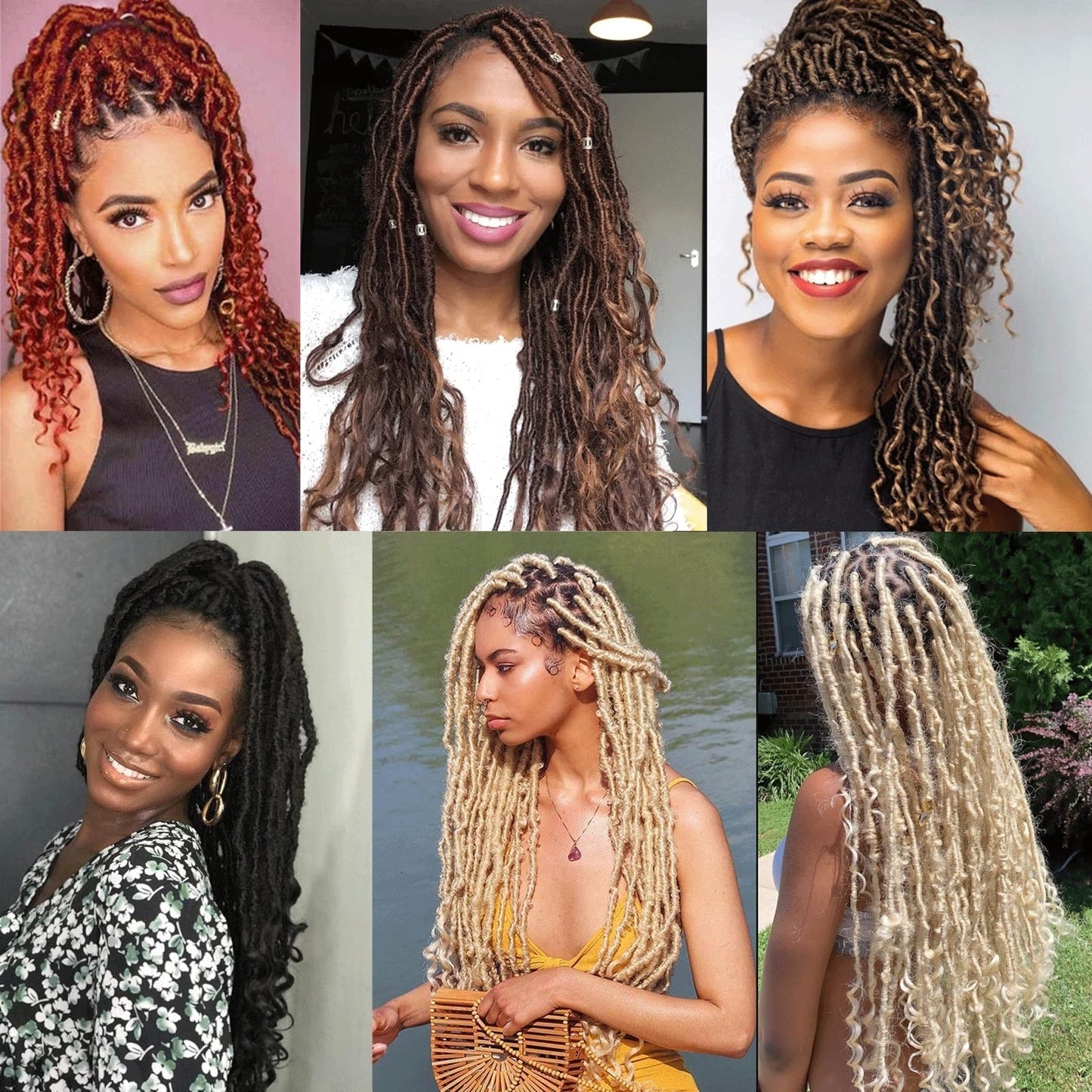 Leeven 24 Inch Goddess New Faux Locs Crochet Hair Ombre Blonde 2 Packs Long Soft Locs Crochet Braids Hair With Curly Ends Synthetic Bohemian Locs Braiding Hair for Women 12 Strands/Pack