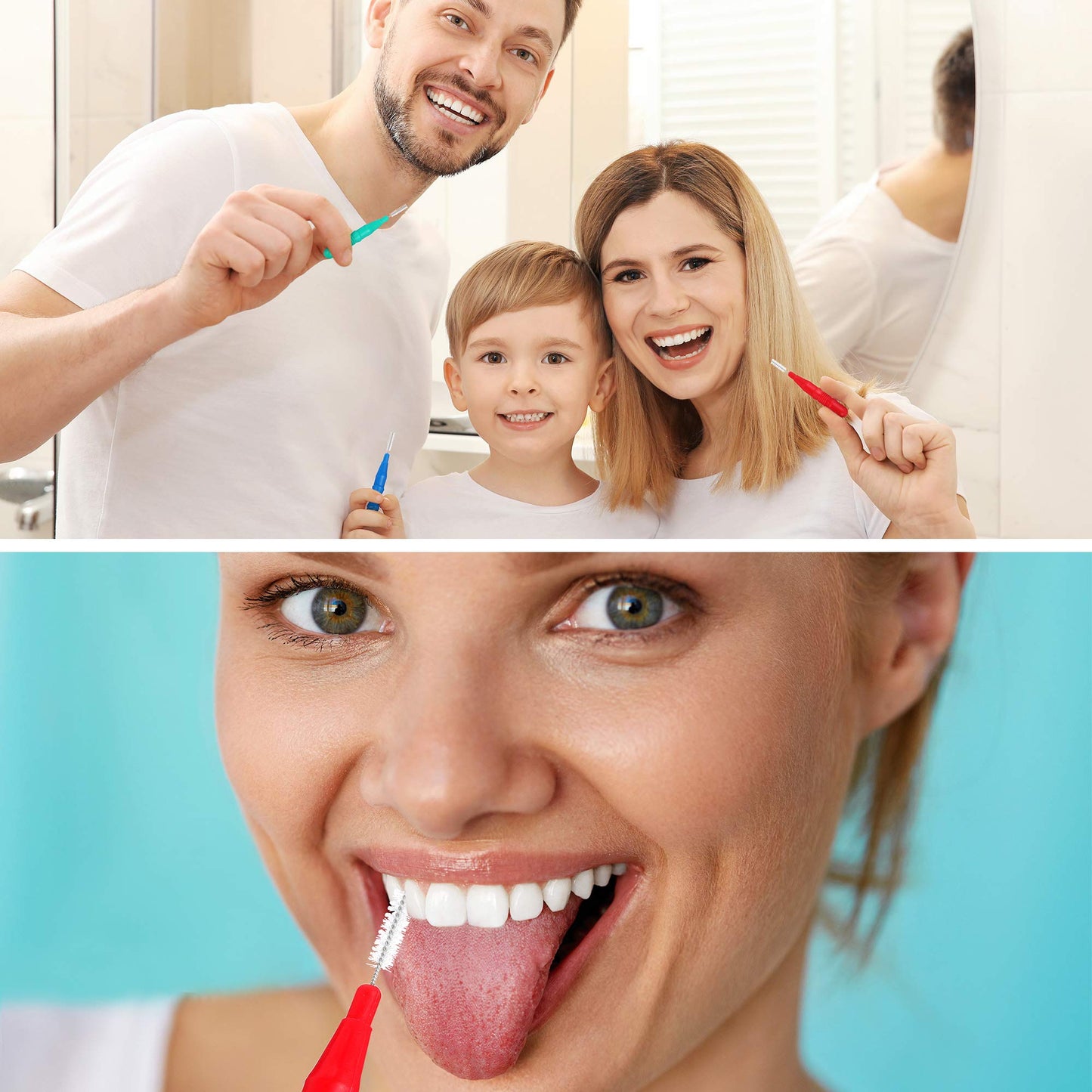 BBTO 100 Pcs Braces Dental Brush Flosser for Cleaner Interdental Brush Toothpick Dental Tooth Flossing Head Oral Dental Toothpick Cleaners Cleaning Tool (Red, Blue, Green, Light Green, Orange)