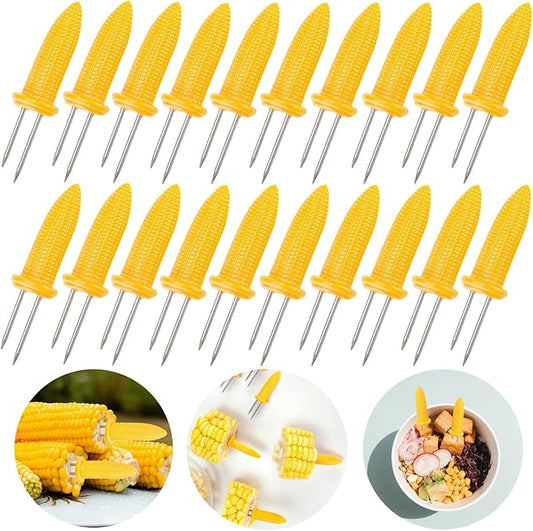 20 Pack 3.54 Inch Large Corn Holders, Stainless Steel Corn on The Cob Holders, Corn on The Grill, Corn on The Cob Skewers with Storage Box for Outdoor BBQ Cooking, A-005