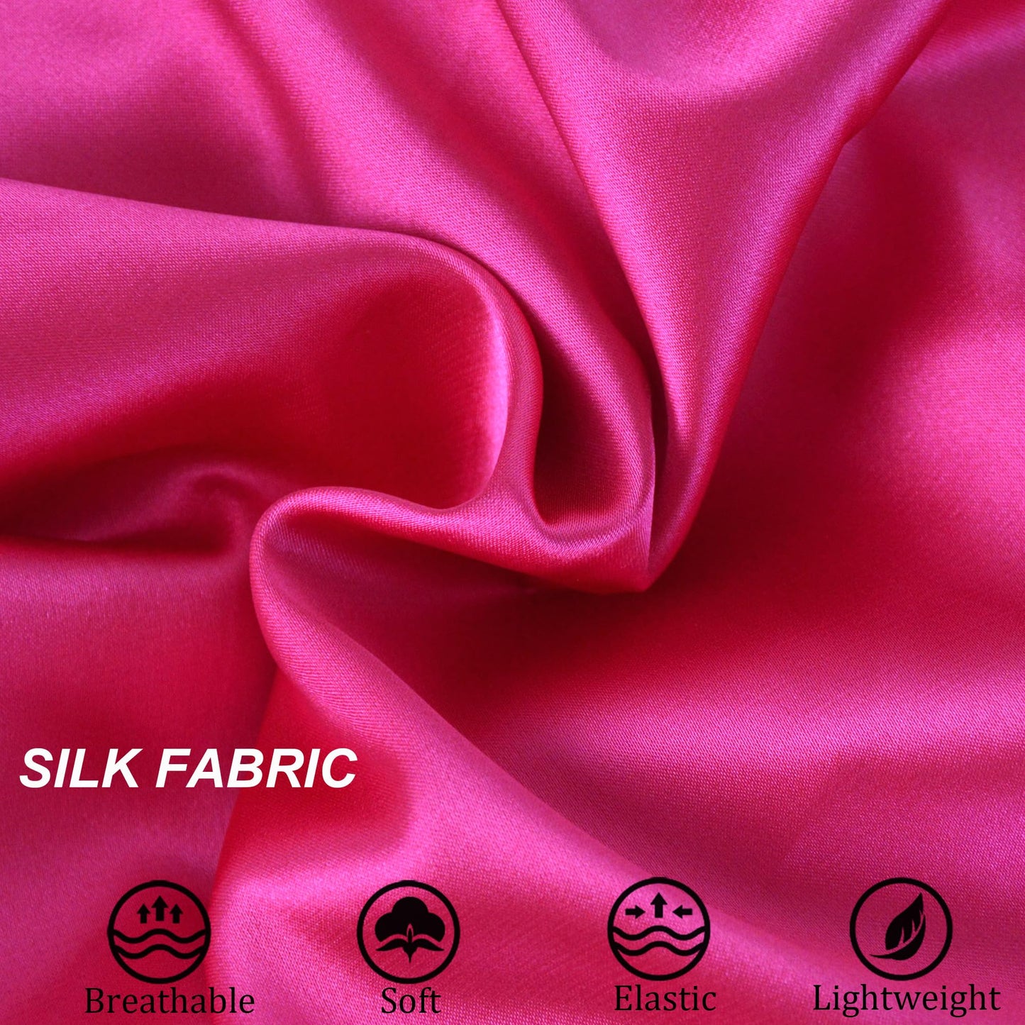 Beutyme Silk Bonnet for Sleeping Satin Bonnets Double Layer Reversible Hair Cap Bonnet for Women Long Curly Braid Hair (Hot Pink)