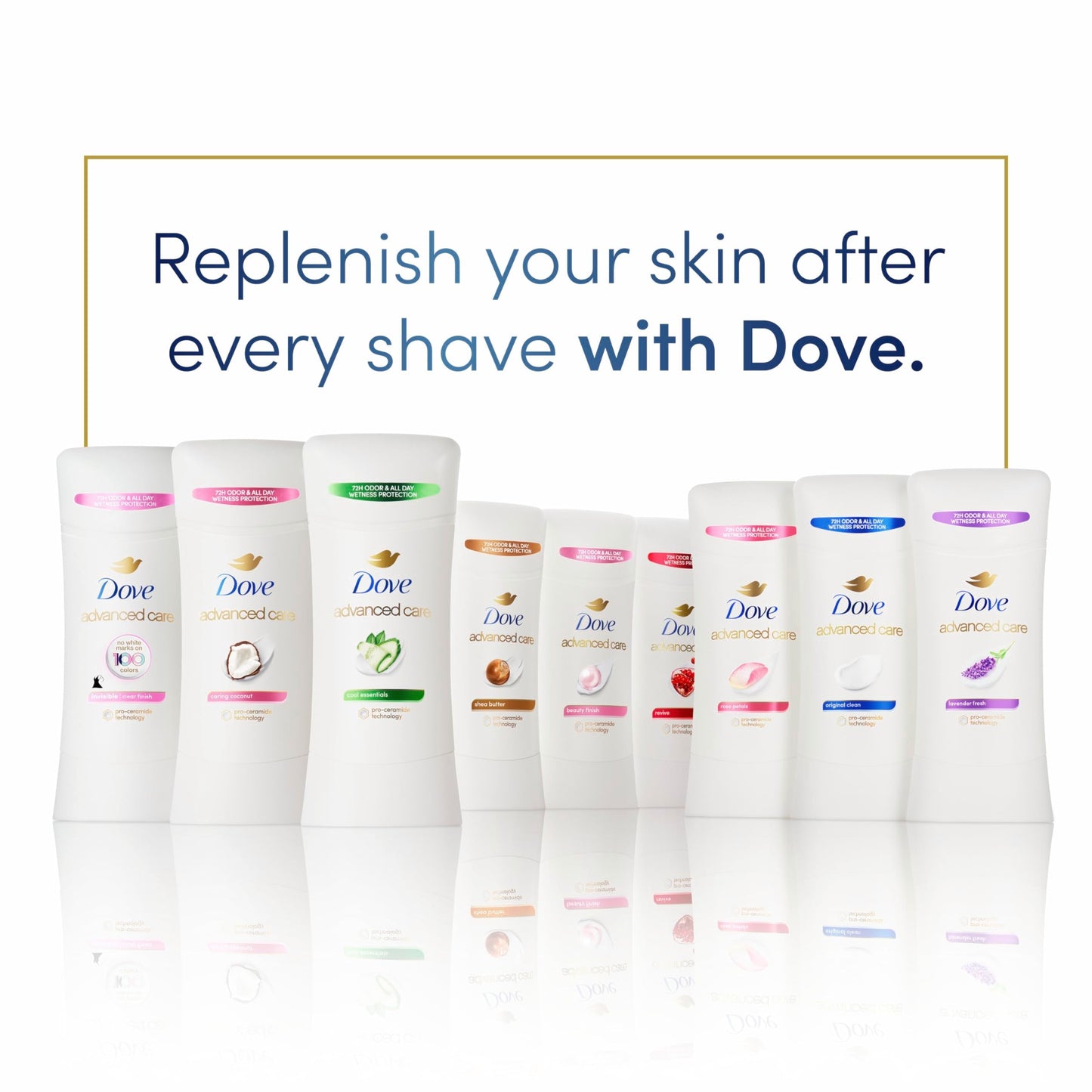 Dove Advanced Care Antiperspirant Deodorant Stick Beauty Finish 4 Count for helping your skin barrier repair after shaving 2.6 oz