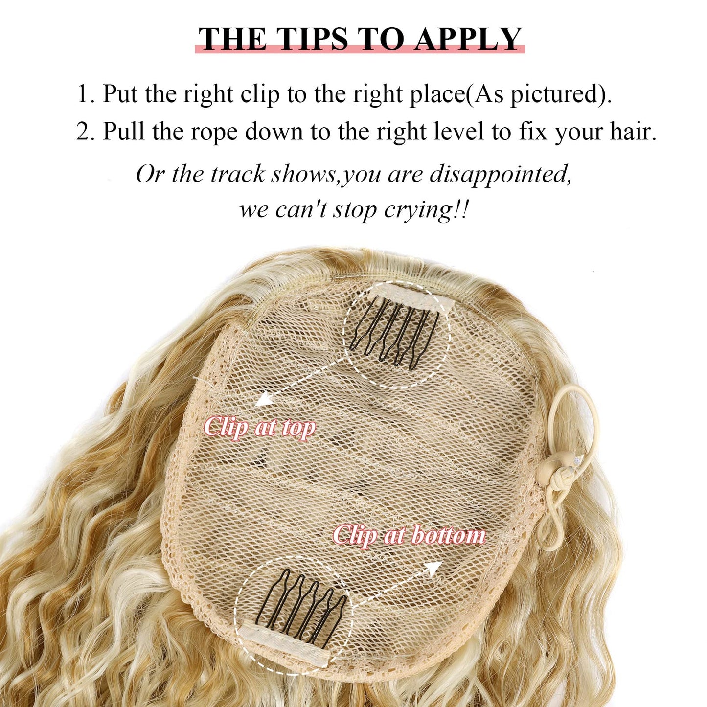 Fashion lcon 30 inch Long Drawstring Ponytail Extensions Highlights Clip in curly Ponytail Hair Extensions Natural Brown Mix Blonde Synthetic Long Drawstring ponytail for Women Blonde(#P18/613)