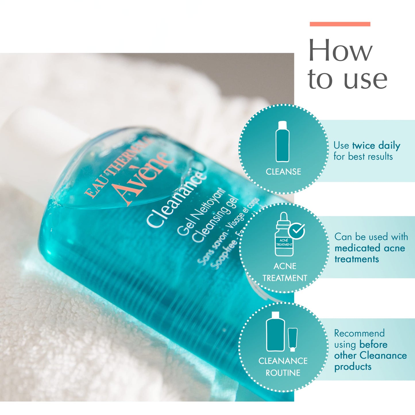 Eau Thermale Avène - Cleanance Cleansing Gel - Soap-Free Cleanser for Face & Body - For Blemish-Prone Skin - 3.3 fl.oz.