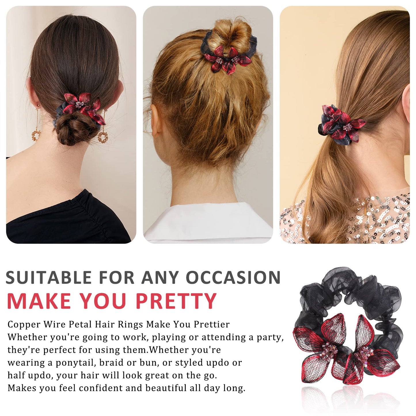 Mistofu DIY Copper Wire Metal Hand-woven Silk Satin Scrunchies - Elegant Hair Accessories and Gifts for Women & Girls