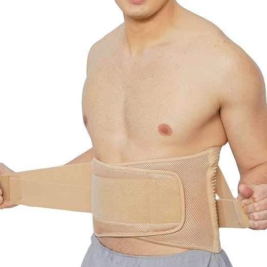 NeoTech Care Adjustable Compression Wide Back Brace Lumbar Support Belt (Charcoal, Size XL)