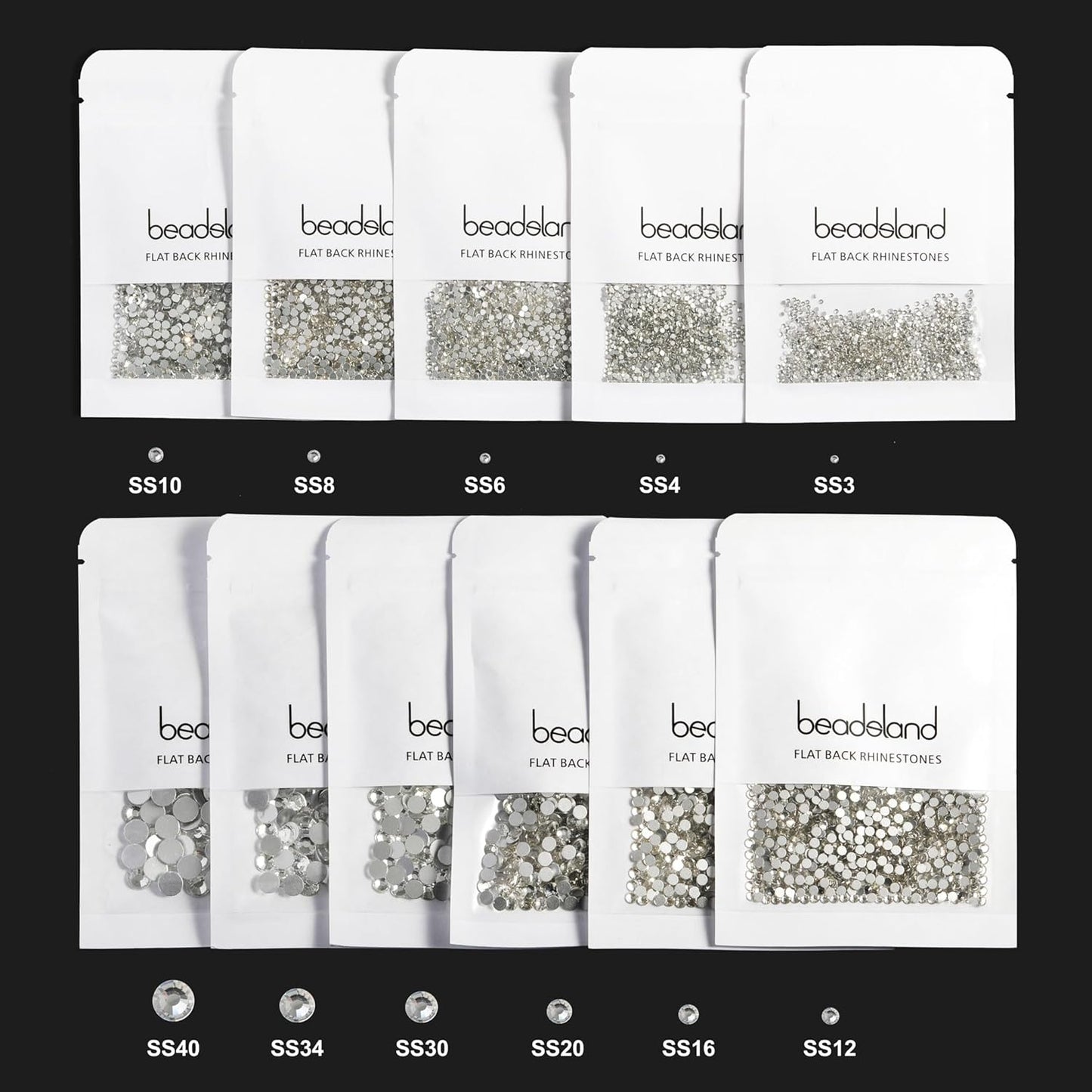 beadsland Flat Back Crystal Rhinestones Round Gems, Aquamarine (1.9-2.0mm) SS6/1440pcs