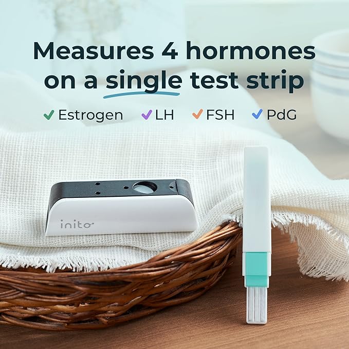 Inito Fertility Monitor & Hormone Tracker for Women | Estrogen, LH, PdG (Urine Metabolite of progesterone), FSH | Track and Confirm Ovulation | Includes 15 Test Strips (iPhone 14 Pro Max)