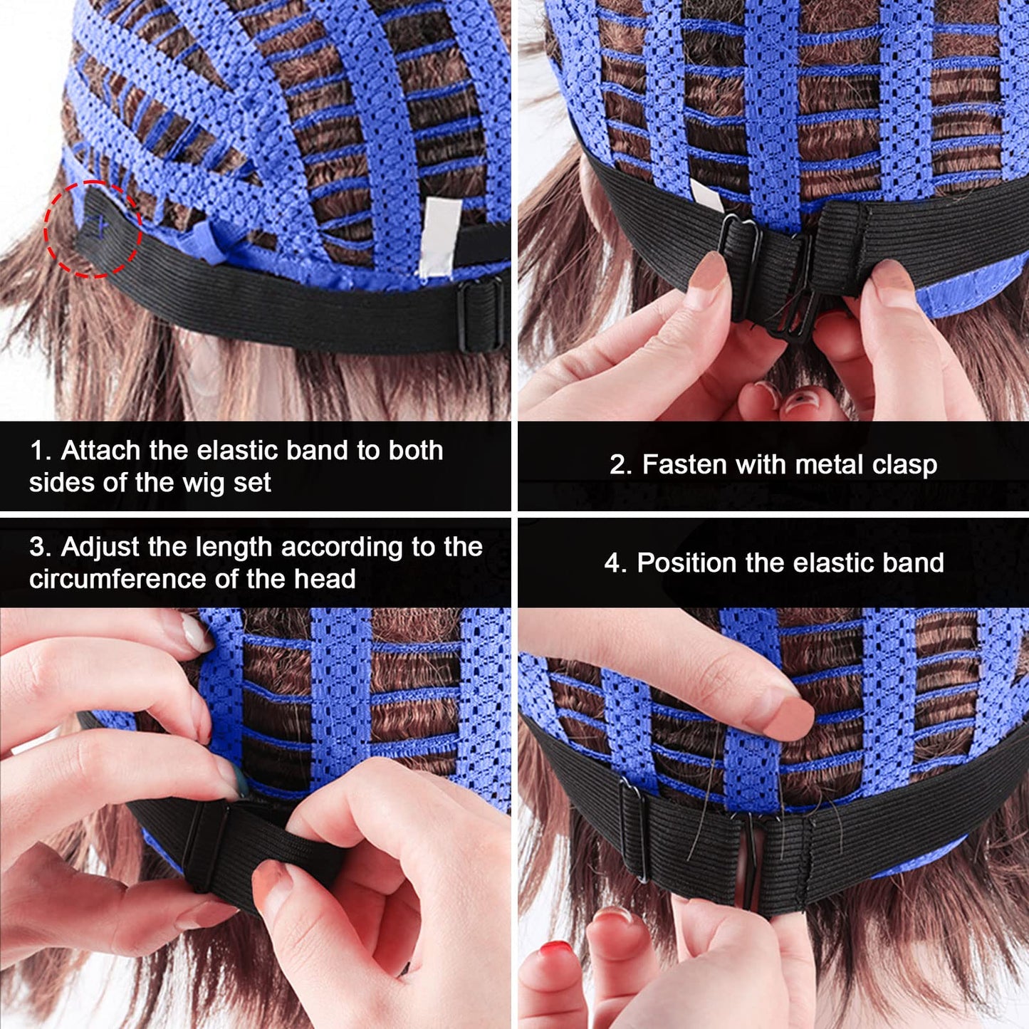 Modixun 15pcs Adjustable Elastic Band for Wigs, Glueless Wig Straps for Keeping Wigs in Place, Adjustable Wig Band Sewing for Making Wig and Wig Caps, 1.4in×12in
