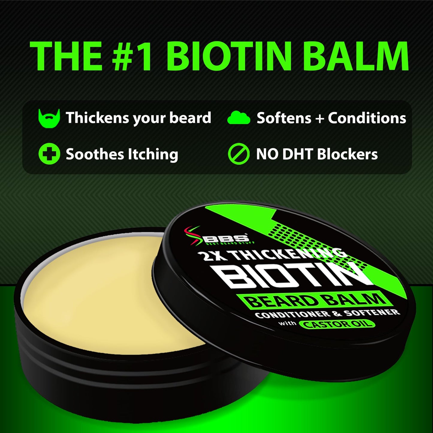 Beard Growth Kit w/ 2X Biotin Beard Balm for Men + GROW Hair & Beard Shampoo (11-in-1 Biotin Shampoo for Men) + GROW Beard Growth Oil for Men BBS USA