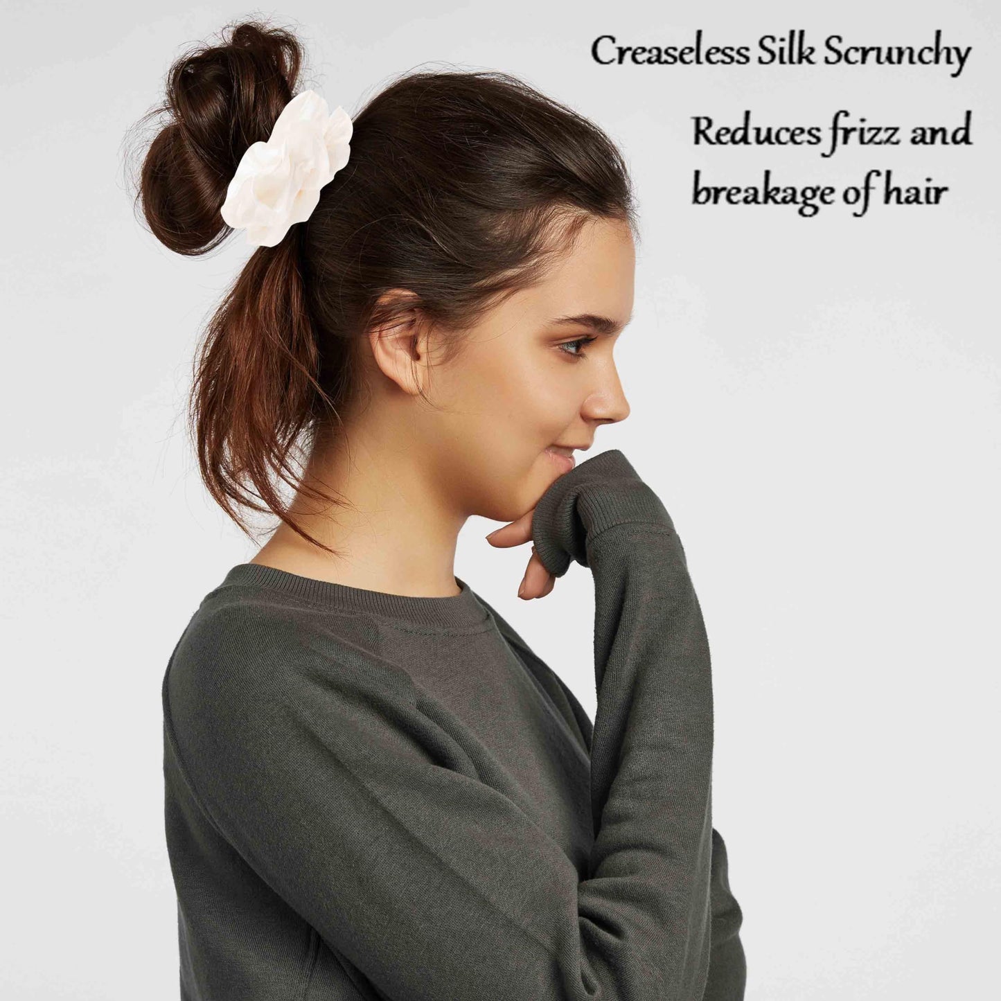 MurierSilk Mulberry Silk Hair Scrunchies & Ponytail Holders - 100% Pure Silk Elastics for Women & Girls, 4pcs Large Hair Accessories Preventing Frizz & Breakage