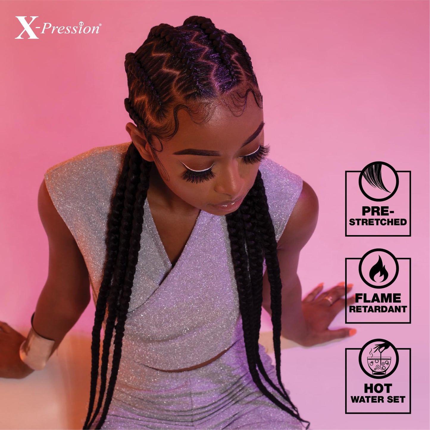 Sensationnel Xpression prestretched braiding hair - 4x xpression 38 inch flame retardant smooth yaki braid - 4x x-pression 38 inch (1 pack, BG BURGANDY)