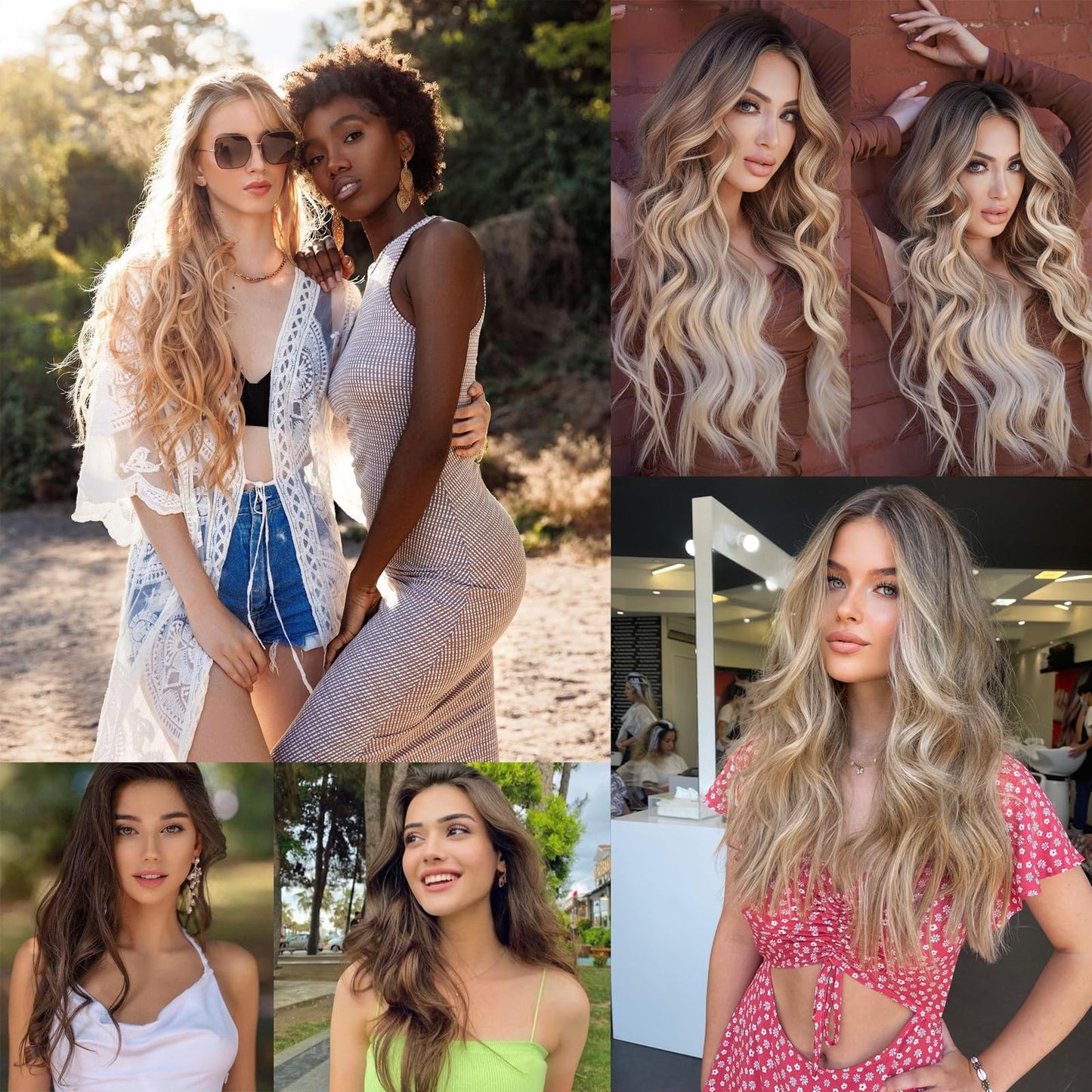 Clip in Hair Extensions for Women, 6PCS Long Wavy Curly Clip on Hair Extensions 20 Inch Synthetic Thick Hairpieces (Dark Brown, 20 Inch)