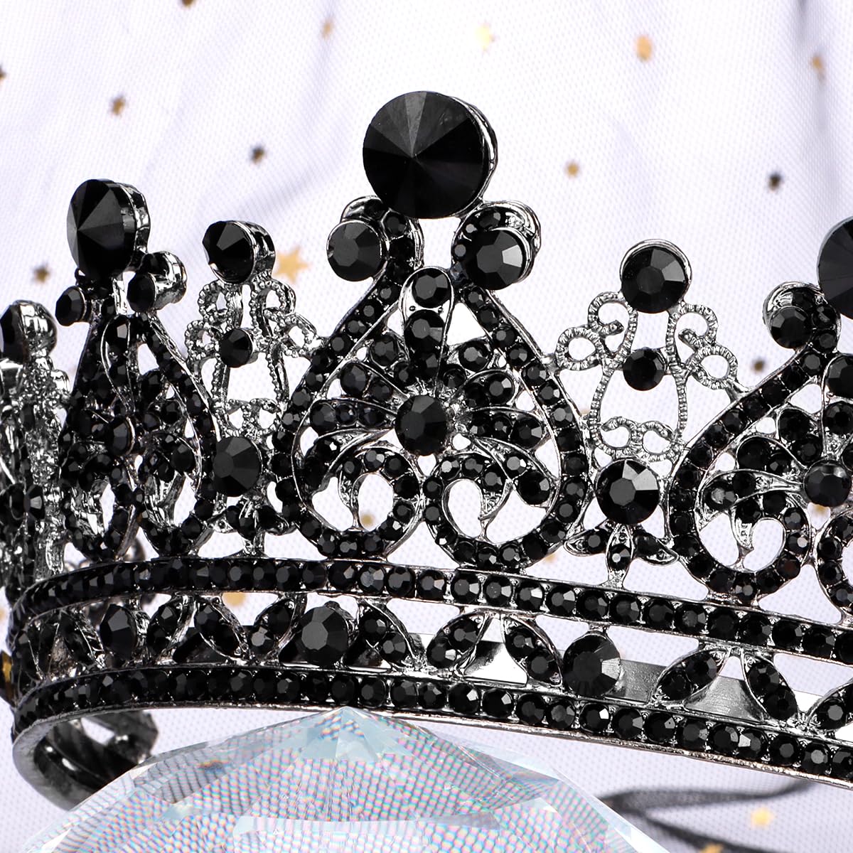 TOBATOBA Black Tiara Black Crown for Women, Gothic Crown Halloween Wedding Tiara Halloween Costumes for Women, Queen Crown Black Wedding Gothic Tiara Halloween Accessories for Women Prom Cosplay Party