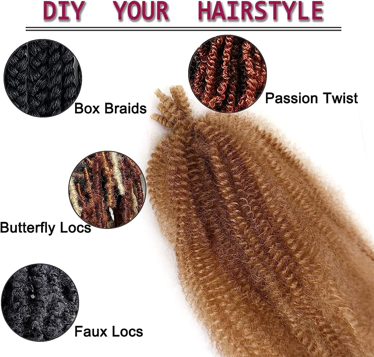 Marley Hair for Kids 3Pack Pre-Separated Spring Twist Hair for Soft Locs Kids Braiding Hair 24Inch Springy Afro Twist Crochet Hair Marley Twist Braiding Hair for Girl Women(Light brown）