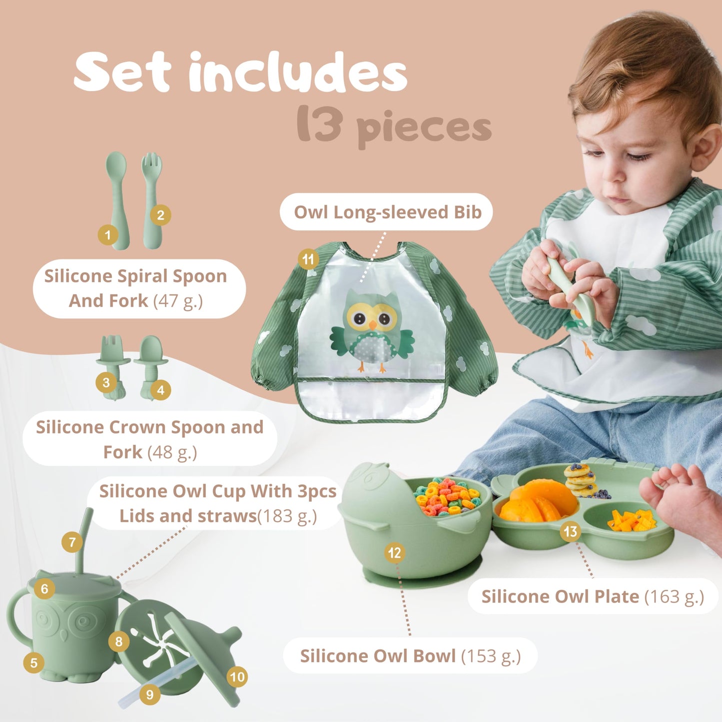 Gianni BPA-Free Silicone Baby Feeding Set 10 PCS – Suction Plates, Bowls & Utensils for Toddlers
