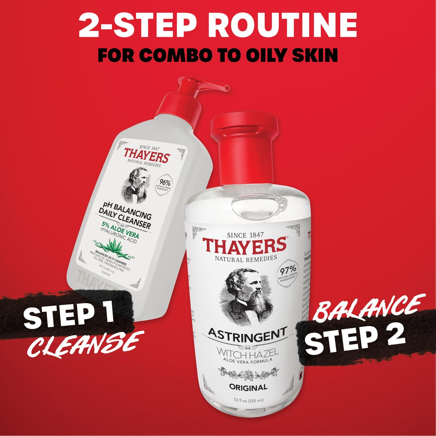 THAYERS Original Witch Hazel Astringent with Aloe Vera, 12 Oz (Pack of 2)