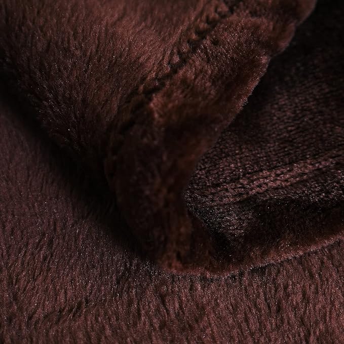 SOCHOW Flannel Fleece Blanket Queen Size, All Season Lightweight Super Soft Cozy Blanket for Bed or Couch, Brown 90inch X90''