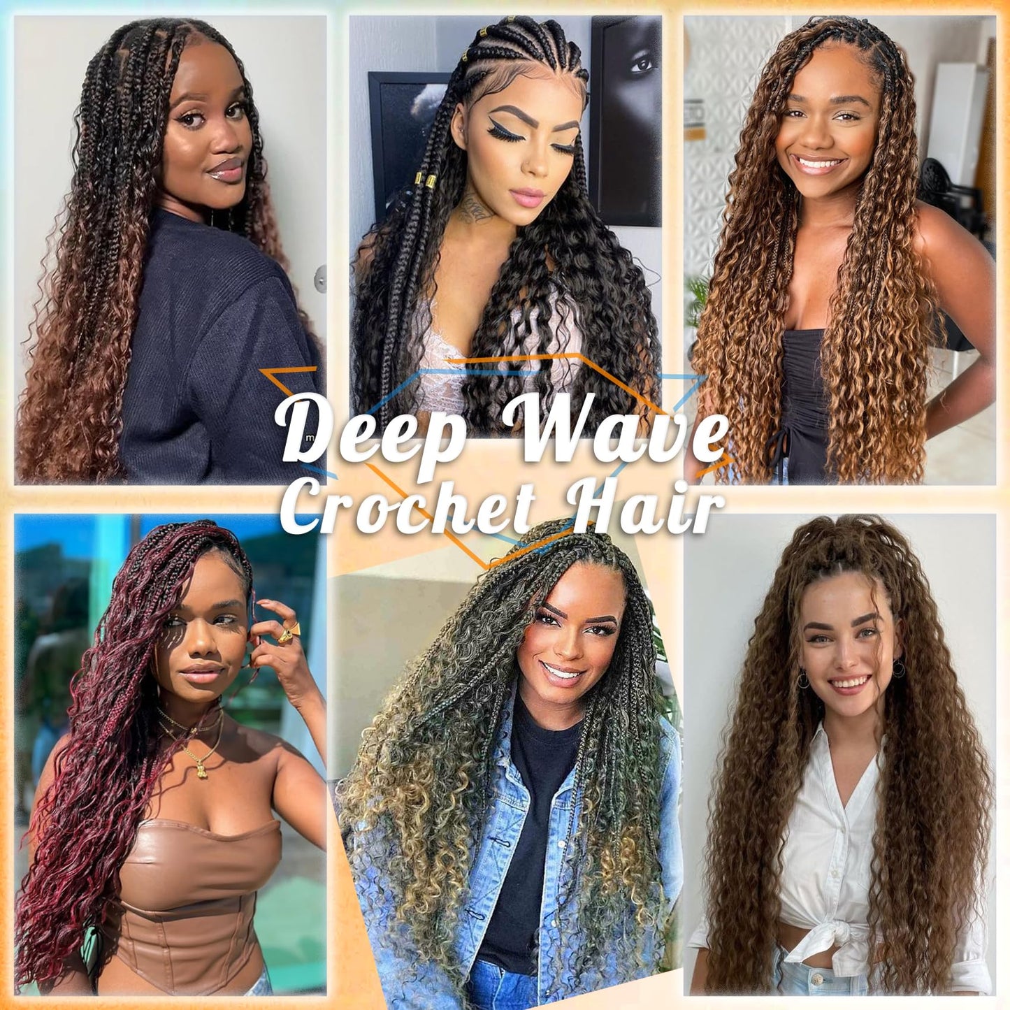 Eerya Long Curly Braiding Hair 24 Inch 2 Packs Ocean Wave Crochet Hair for Black Women Deep Wave Braiding Hair for Boho Braids（24 inch, T1B/27）
