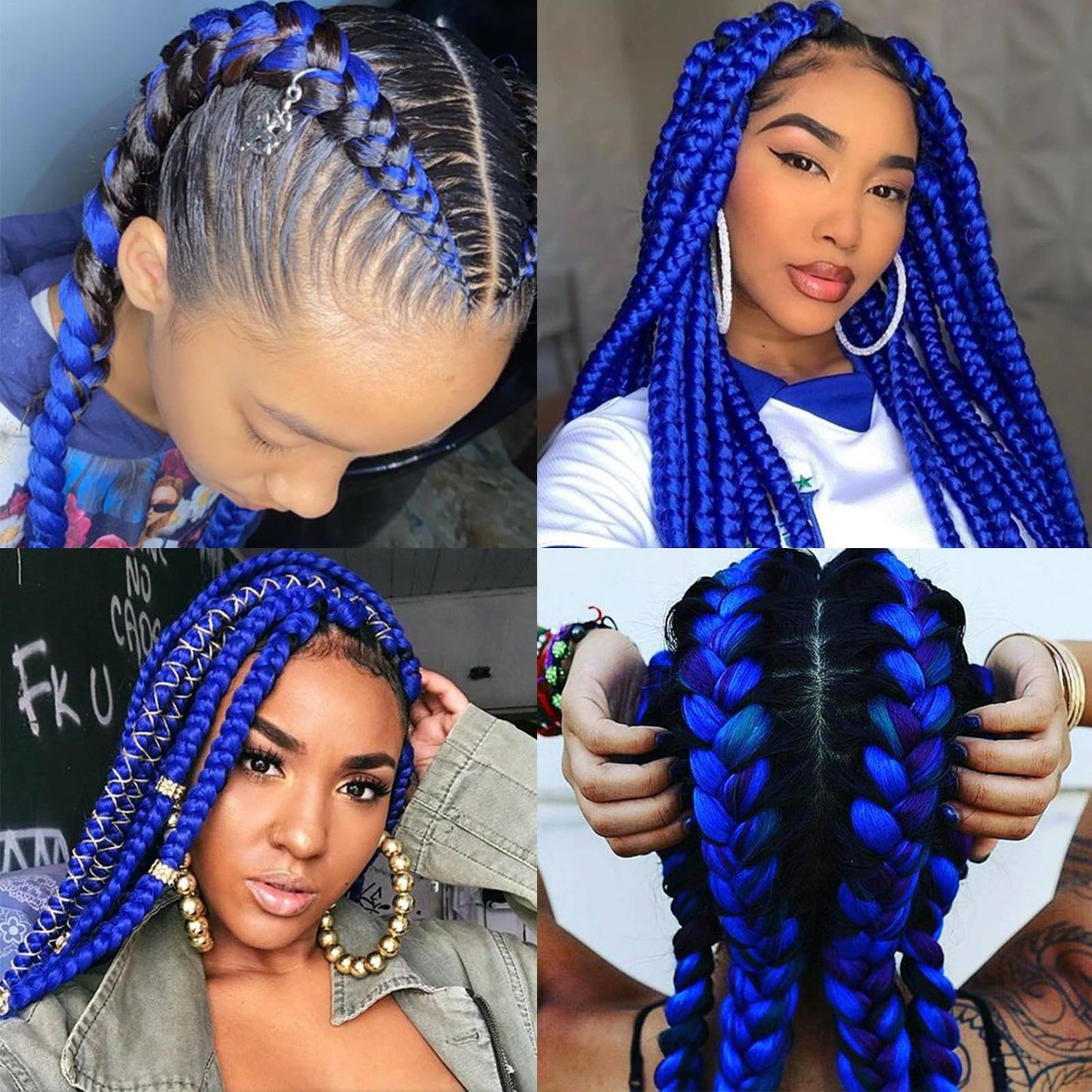 Dark Blue Pre stretched Braiding Hair, 26 Inches Box Braids Hair Extensions, 3 Packs Yaki Texture Braiding Hair Pre stretched