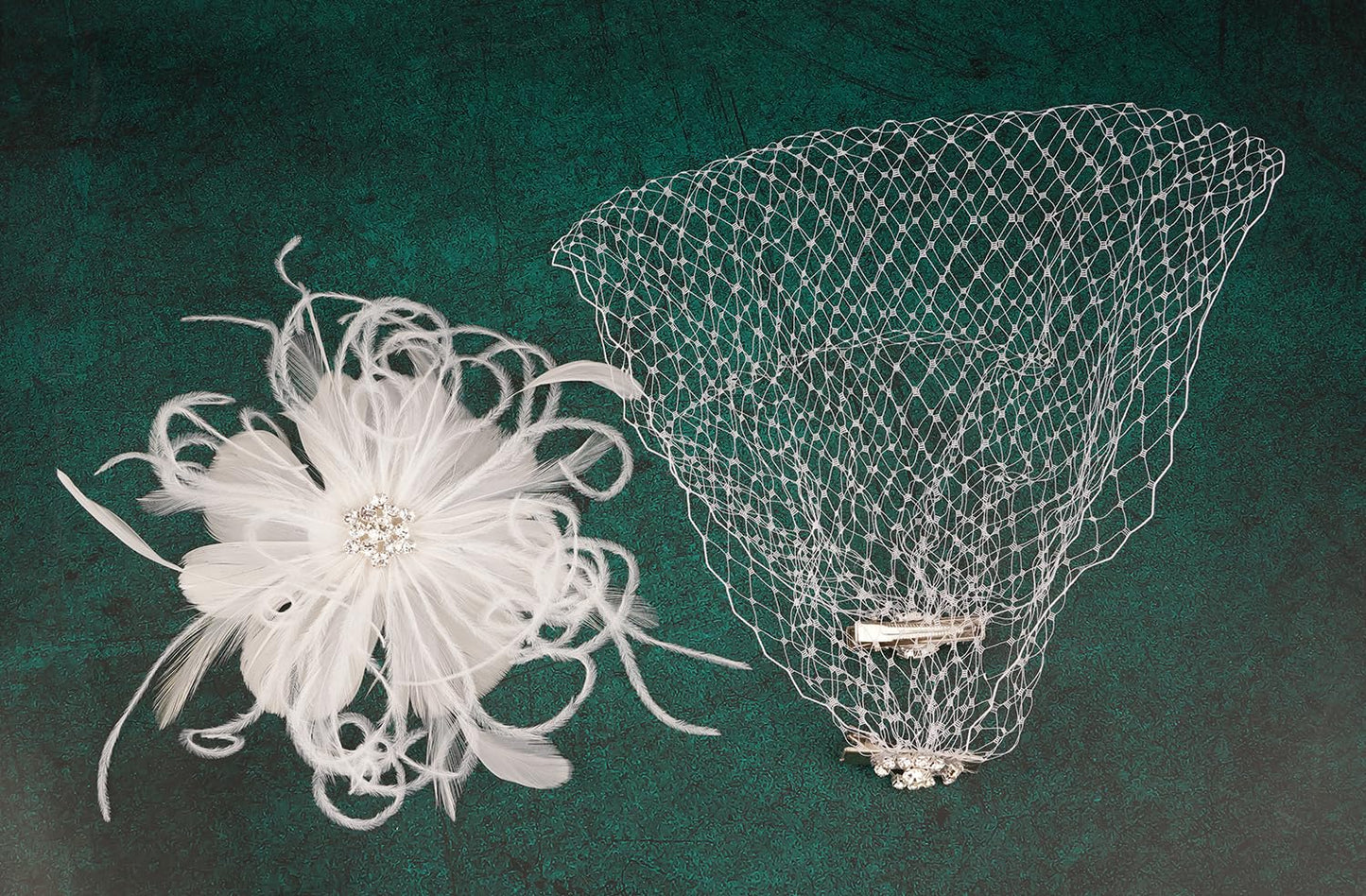 Cizoe 1920s Flapper Fascinator Mesh Face Veil Headband Bridal Wedding Tea Party Headwear with Veil for Women(G-Feather and Mesh White)