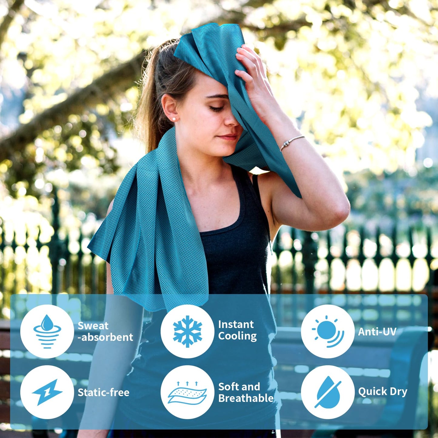 YESLIFE 4 Pack Cooling Towel 40"x12", Gym Towels for Men and Women, Soft Breathable Workout Towels for Yoga, Running, Sport, & More (Blue, Grey, Green, Pink)