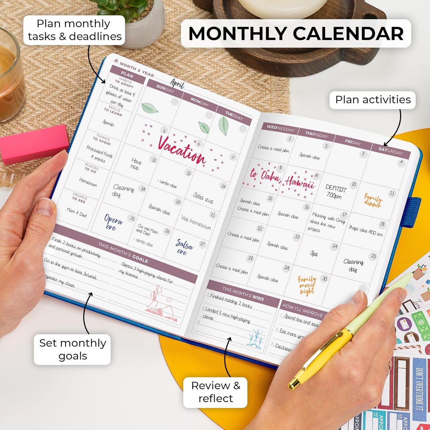 Clever Fox Planner 2nd Edition – Colorful Weekly & Monthly Goal Planner, Time Management & Productivity Organizer, Undated, A5 (Mystic Blue)