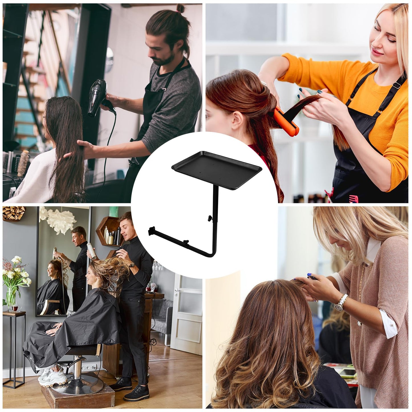 Salon Tray Attached to Chair, Adjustable Height Salon Holder, Barber Chairs Tray, Hair Stylist Attachment Storage Organizer for Hairdressing Tools Combs, Salon Tattoo Spa Equipment Accessories
