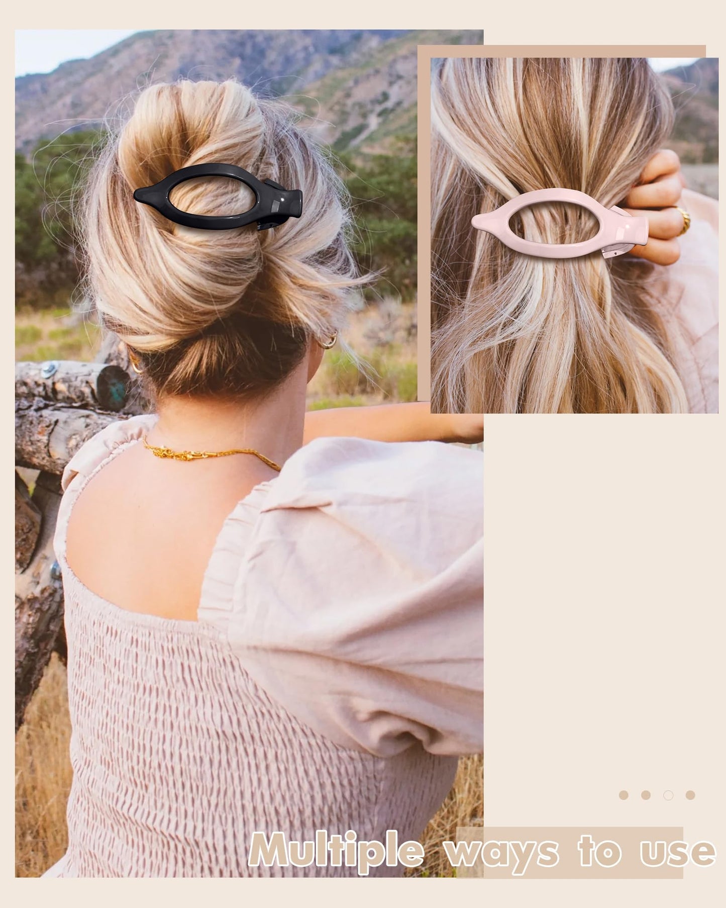 French Flat Hair Clips for Women - 6Pcs Flat Hair Claws for Thin Thick Hair Strong Hold No Slip Grip Hair Claw Clips for Women Girls (Transparent)