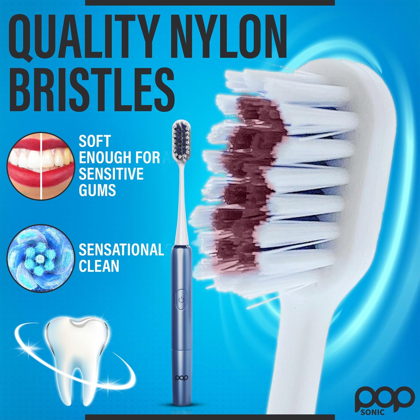 Go Plus Sonic Toothbrushes for Adults w/Electric Toothbrush Case - Electric Toothbrush for Adults & Kids - Sonic Toothbrush w/ 2 Speeds - 18000-24000 Vibrations Per Minute (Brilliant Blue)