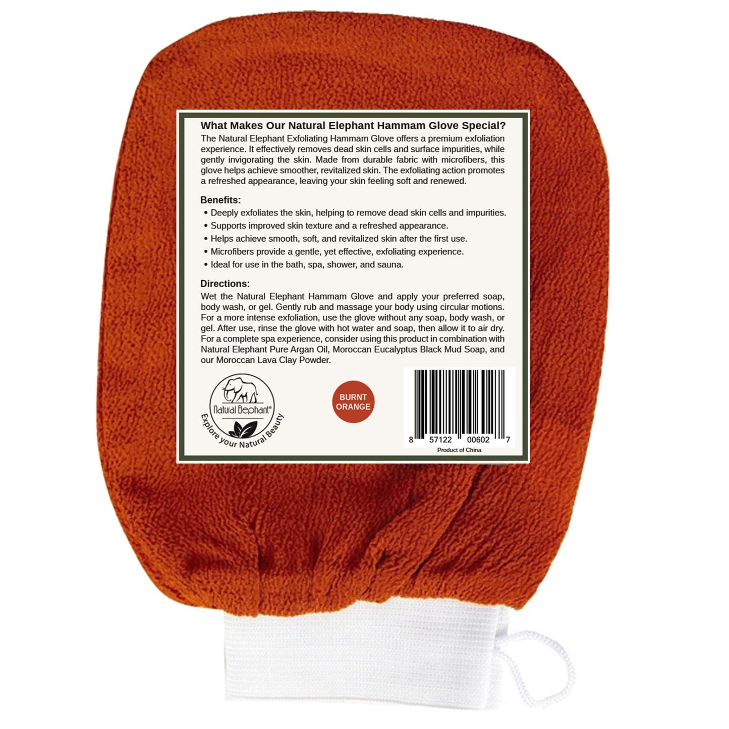 Natural Elephant Exfoliating Hammam Glove… (Burnt Orange 2 Pack)