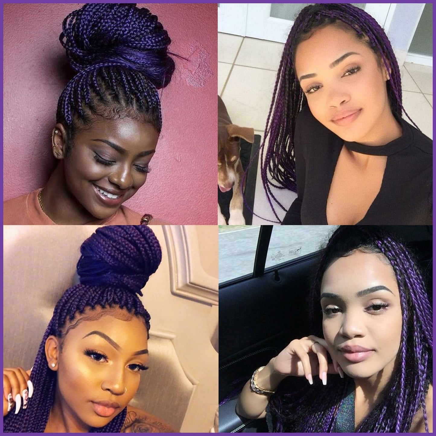 Lavender Purple Pre stretched Braiding Hair 8 Packs Pre feathered Braid Hair Extensions 30 Inches Hair Braids