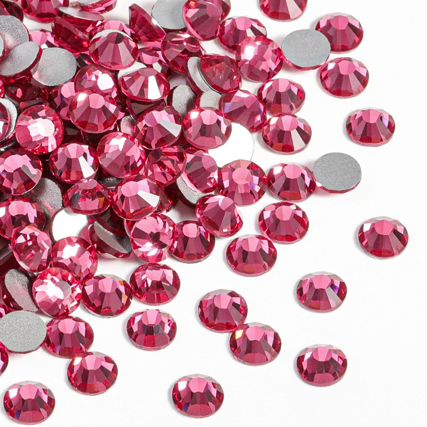 beadsland 1440pcs Flat Back Crystal Rhinestones Round Gems for Nail Art and Craft Glue Fix,Rose(SS16(3.8-4.0mm))