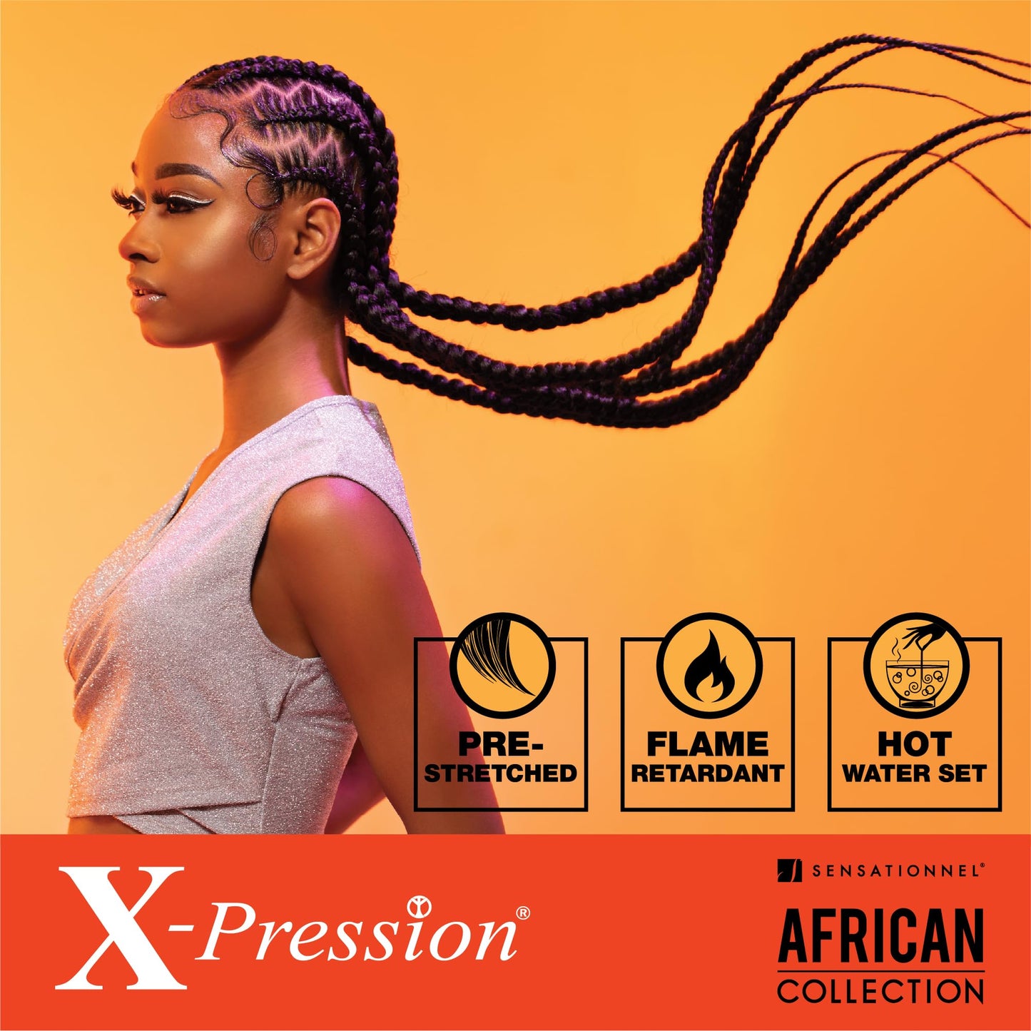 Sensationnel Xpression prestretched braiding hair - 4x xpression 38 inch flame retardant smooth yaki braid - 4x x-pression 38 inch (1 pack, BG BURGANDY)