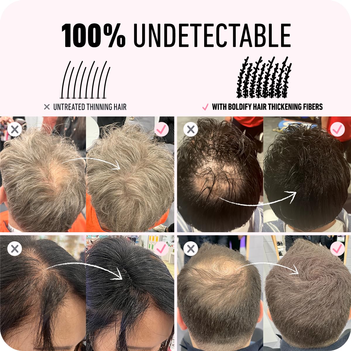 Boldify Thickening Spray + Hair Fiber (Dark Brown) + Shampoo Thicken Up Bundle: Volume, Root Lift, Texture for Thinning Hair