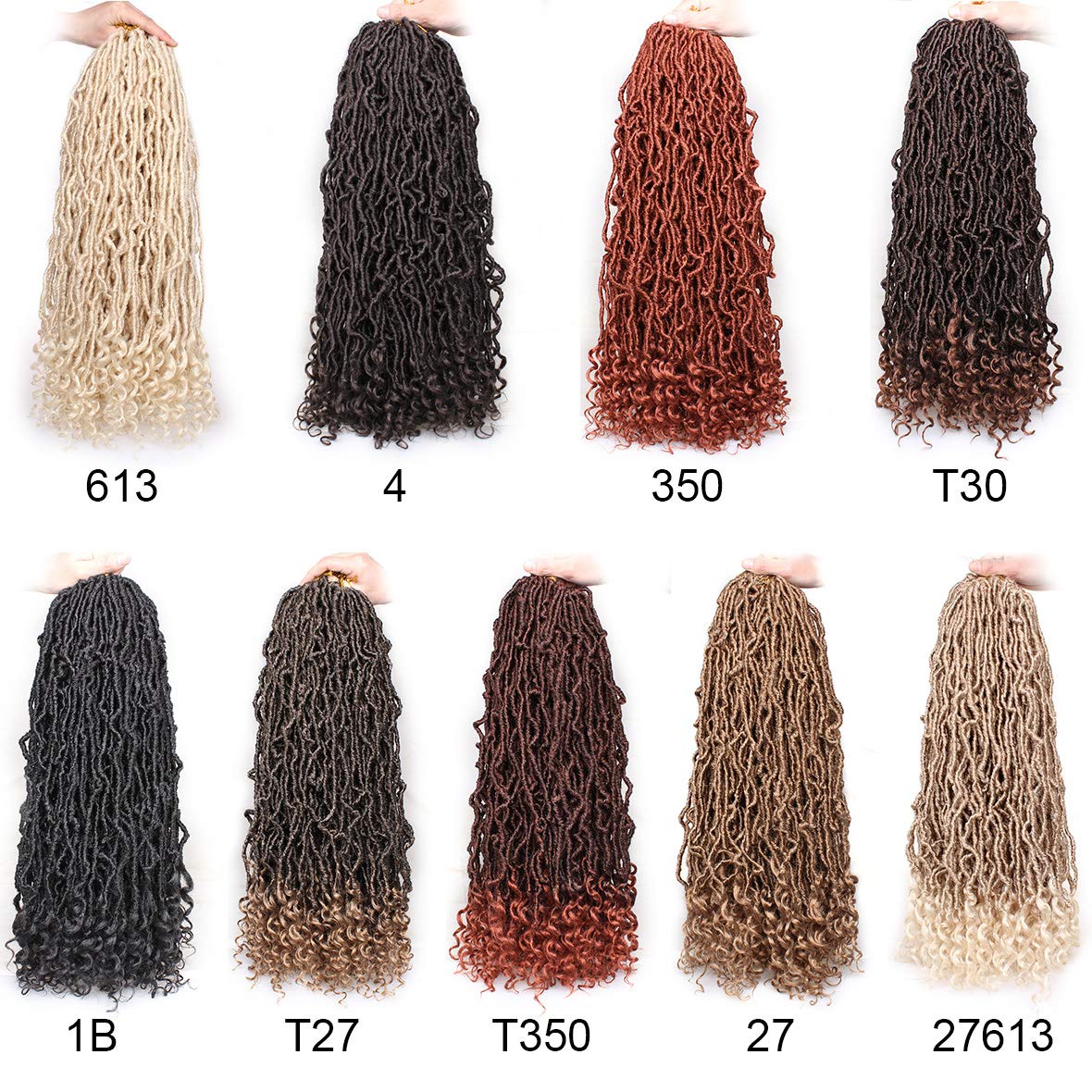 Leeven 24 Inch Goddess New Faux Locs Crochet Hair Ombre Blonde 2 Packs Long Soft Locs Crochet Braids Hair With Curly Ends Synthetic Bohemian Locs Braiding Hair for Women 12 Strands/Pack