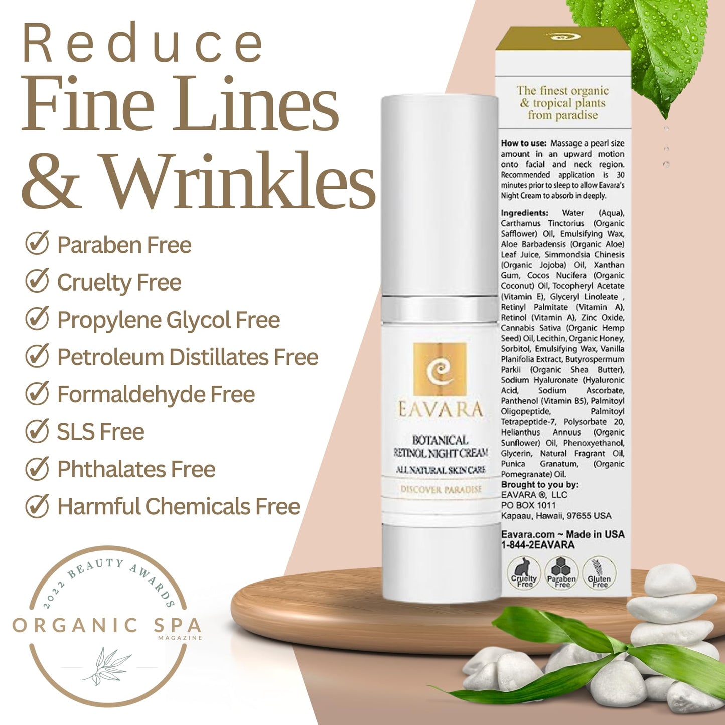 Organic Retinol Night Cream, Anti Aging Eye Cream, and Daily Moisturizer Cream