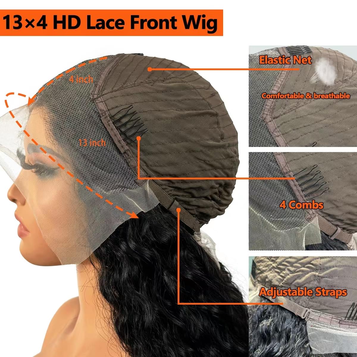 LDJOY Curly Lace Front Wigs Human Hair with Pre Plucked 180% Density Wigs for Black Women Human Hair with Baby Hair Glueless Curly Wigs 13×4 HD Transparent Lace Frontal Wigs Natural Color 16 Inch