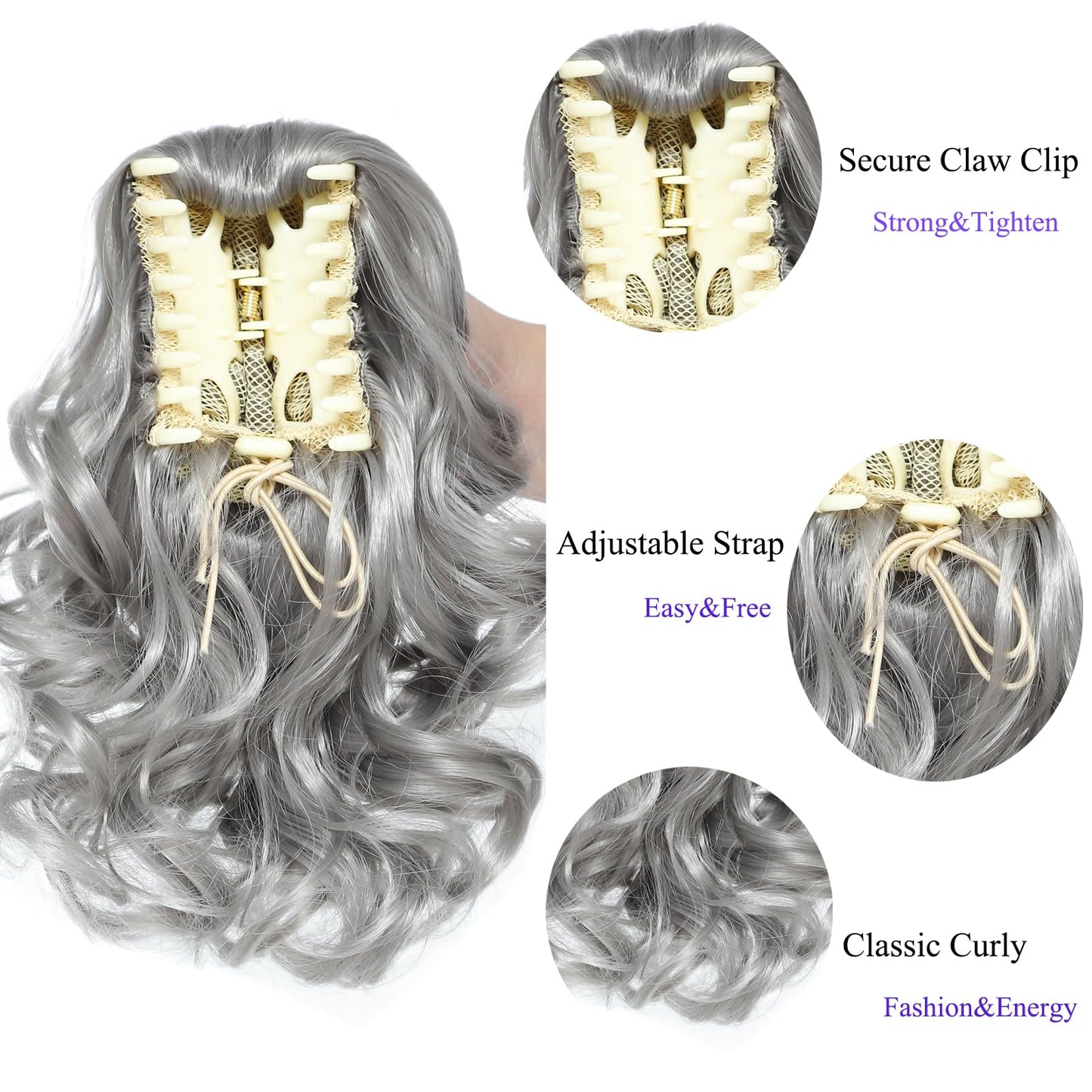 12" Short Curly Claw Ponytail Extensions Clip in Hair Extensions Hairpiece Messy Tousled Updo Hair Bun hair accessories for Women Girls (#0906)