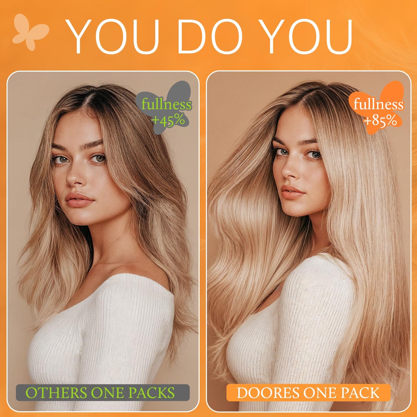 DOORES DOORES Classic Clip Seamless Clip, 5pcs 80g 18 Inch Balayage Ash Blonde to Golden Blonde and Platinum Blonde