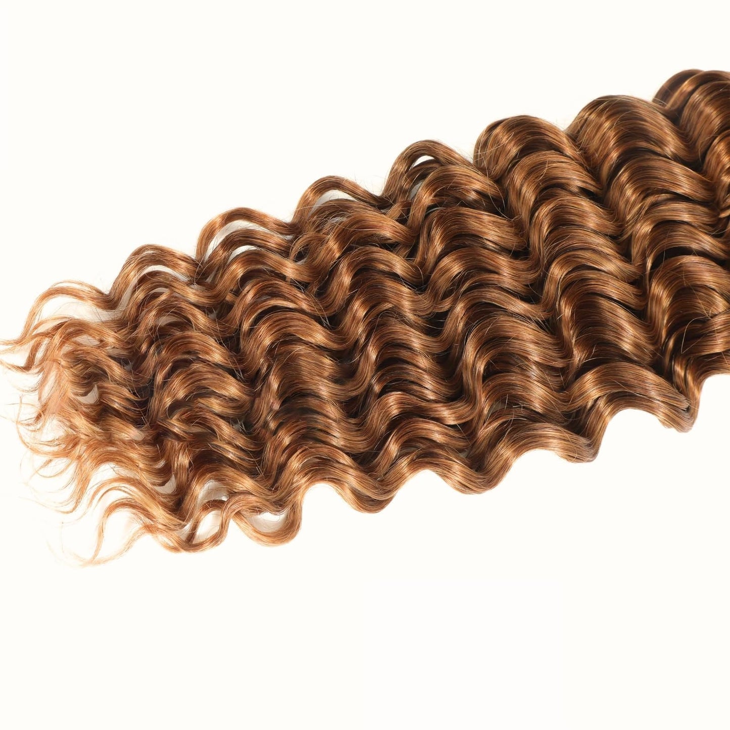 MOMOSHERO Deep Wave Human Hair Bundles Color 30 Light Auburn Curly 3 Bundles Human Hair 12 14 16 Inch, 100% Unprocessed 10A Virgin Remy Bouncy Wholesale Hair Brown Curly Sew In Hair Bundles Human Hair