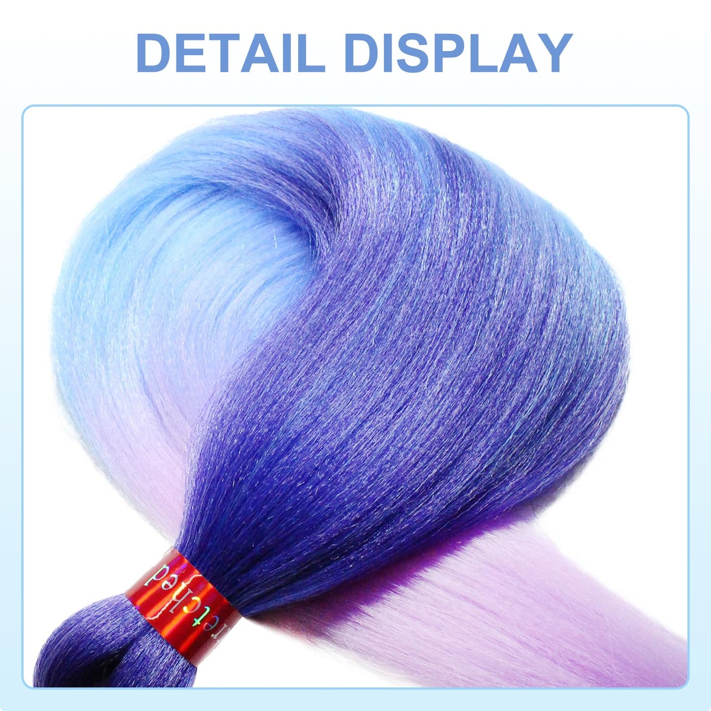 Ombre Purple-Light Blue-Lavender Pre Stretched Braiding Hair 30 Inch Braiding Hair 2 Packs Pre Feathered Hair Extensions Yaki Texture Braids Hair Easy to Use
