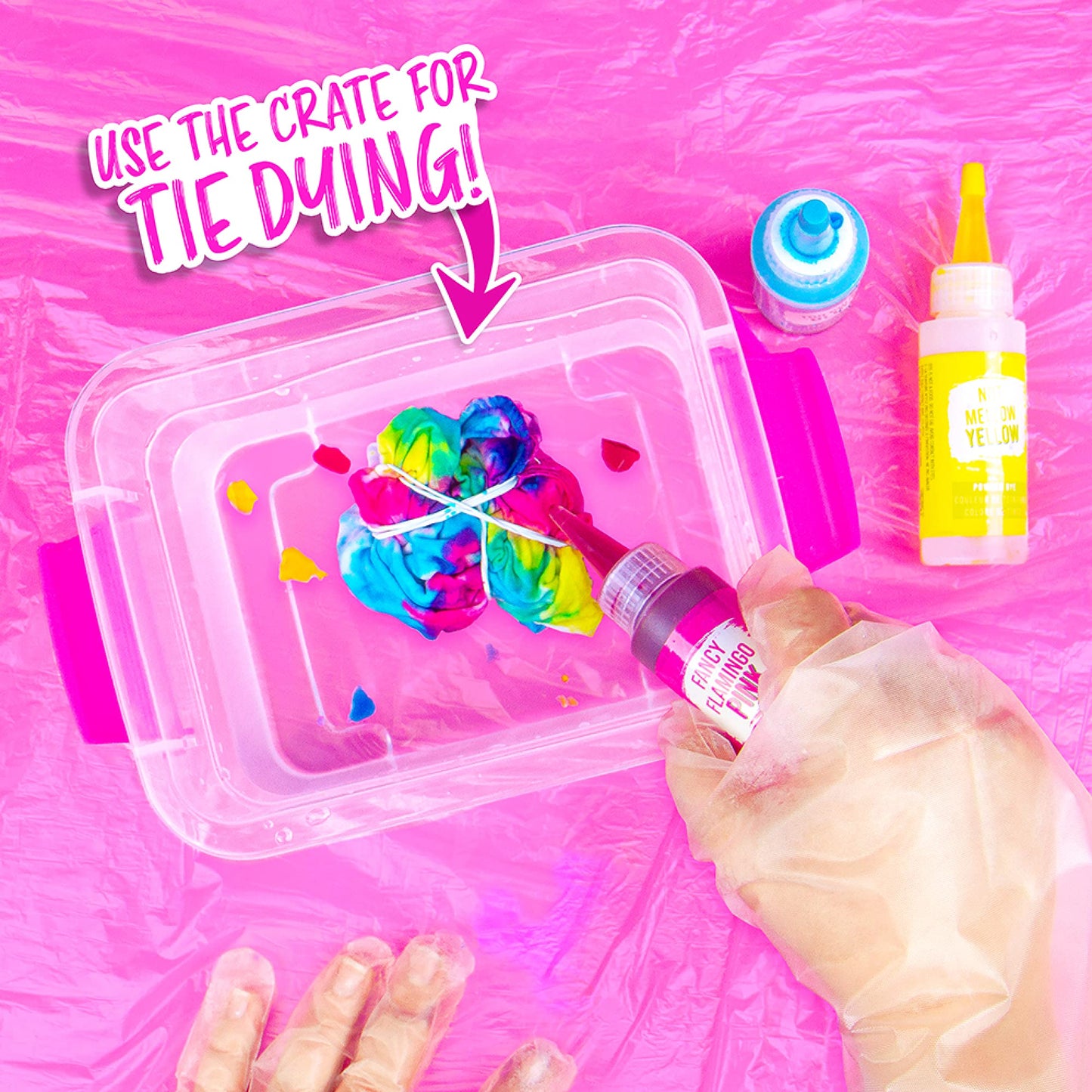 Fashion Angels Tie Dye Kit- Tote Bag Tie Dye Set (12639), Includes Storage Bin, Non Toxic Dyes, Complete Set with Tote Bag, Gloves, Elastic Bands, and Storage Bin, for Kids Ages 8 and Up