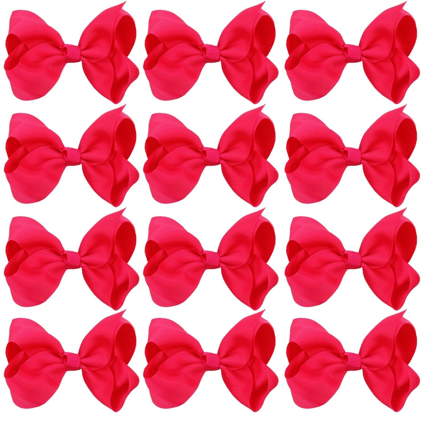 4 Inch Boutique Girls Hair Bows Hair Clips for Baby Girls Toddlers 12 Pcs Solid Color (Shocking hot pink)