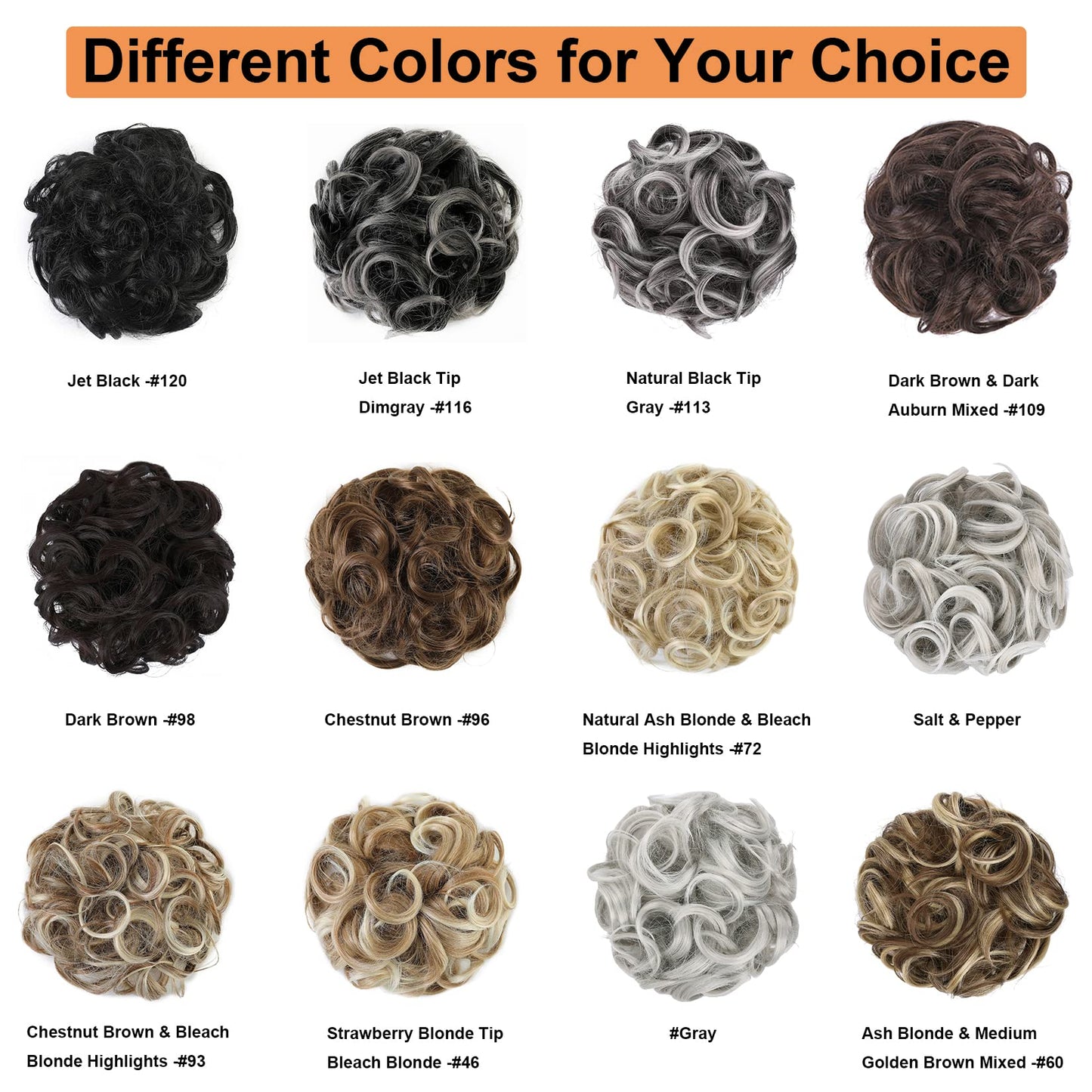 Elaine Big Messy Bun Extension Curly Hair Buns Hair Pieces for Women Synthetic Wavy Large Scrunchies Thick Updo Ponytail (Medium Ash Brown & Light Ash Blonde Highlights -#83A)