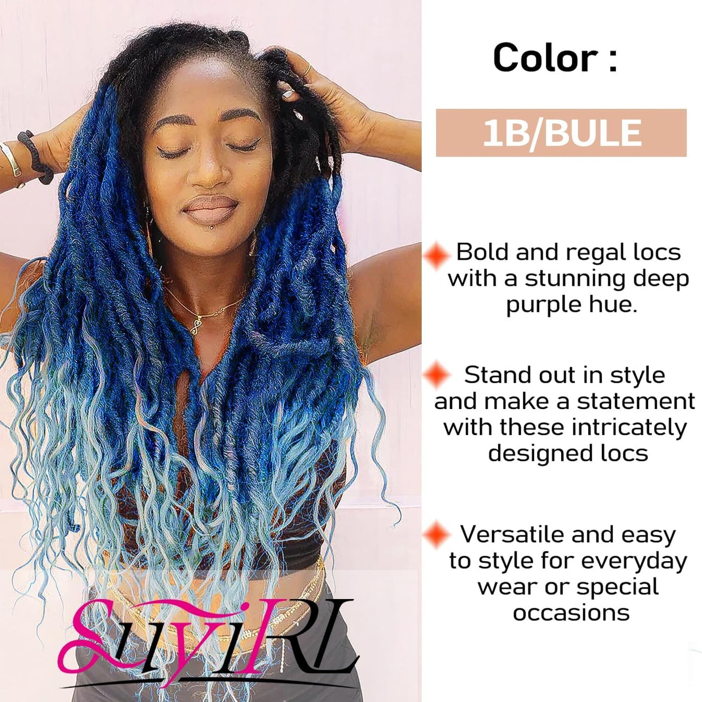 Faux Locs Crochet Hair For Black Women Soft Locs 24 Inch Goddess Crochet Hair Curly Ends Dreadlocks Boho Style Synthetic Braiding Hair Extensions (2 Packs 16 Strands)