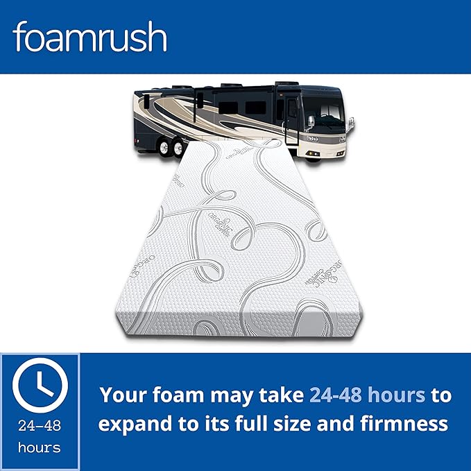 FoamRush 6-Inch Bunk (36" x 72") Mattress Gel Memory Foam RV Mattress Replacement with Cotton Cover, Medium Firm, Comfort, Pressure Relief, Made in USA, Travel Camper Trailer Truck